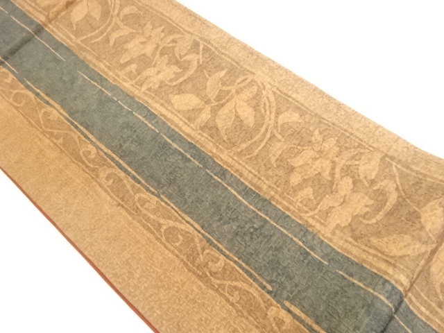 JAPANESE FUKURO OBI / MATELASSE / WOVEN FLOWER ARABESQUE